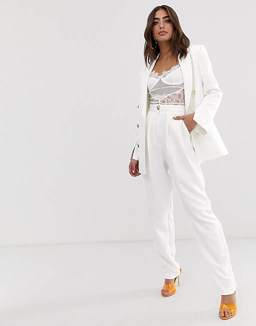 balance Invitere udsættelse Hvidt jakkesæt med blazer og tilspidsede bukser fra ASOS DESIGN | ASOS