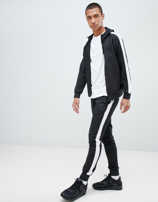 Hype tracksuit in black poly with side stripe | ASOS