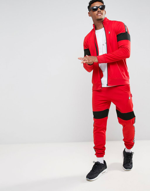 Hype x Coca Cola - Ensemble de survêtement à rayures sur le côté - Rouge 
