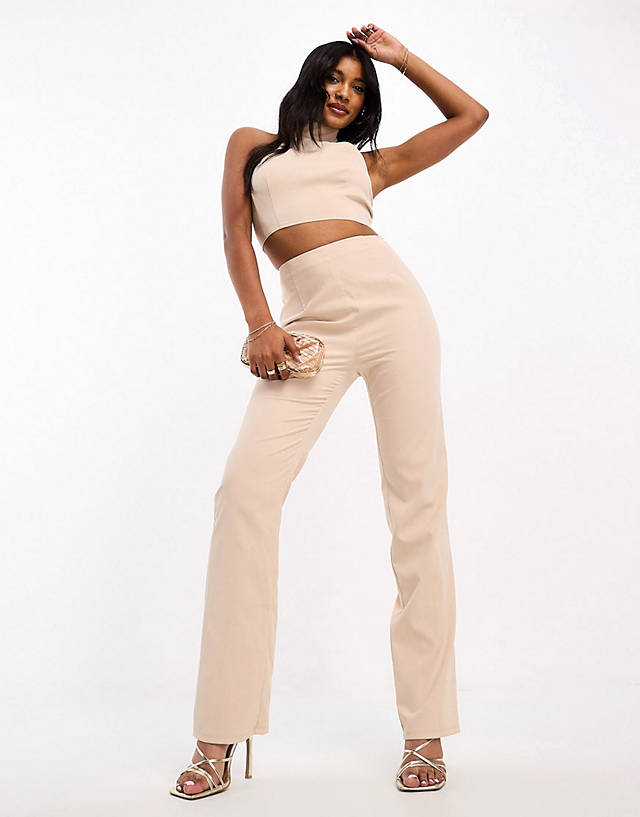 I Saw It First - cropped halterneck top and trouser co-ord in cream