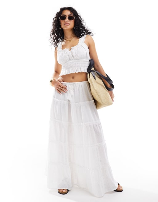 Iisla & Bird broderie beach top and skirt set in white