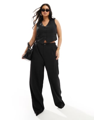 In The Style Plus - Co-ord set met elegant gilet en broek met wijde pijpen in zwart