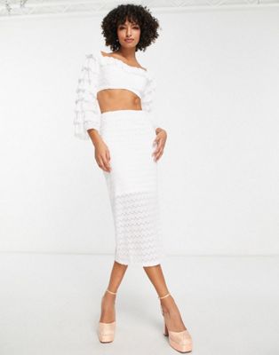 In The Style x Yasmin Devonport exclusive lace co-ord in white
