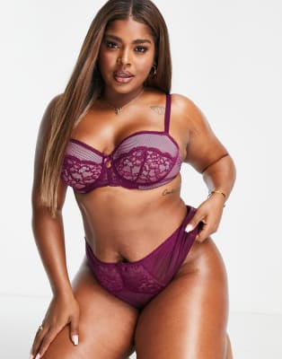 Plus Size Cut Out Underwired Bra and Panty Lingerie Set