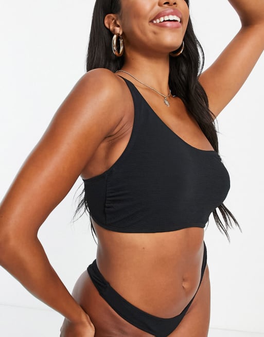 Black Crinkle Fuller Bust Underwired Bikini Top