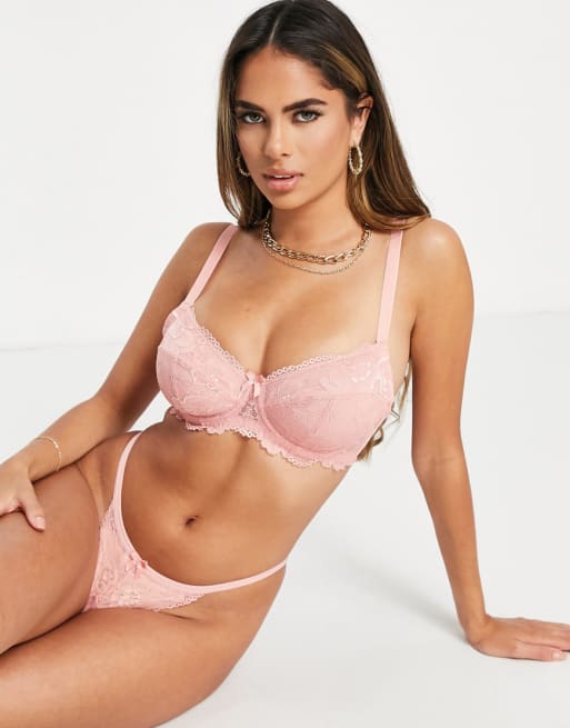 Ivory Rose lace lingerie set in dusty pink ASOS