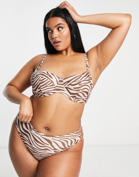 ASOS DESIGN square neck swimsuit in zebra print