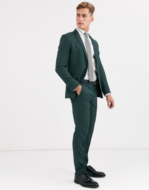 Jack & Jones – Hochwertiger, schmaler Anzug in Grün