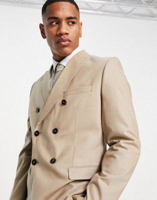 Jack & Jones Premium double breasted suit in brown