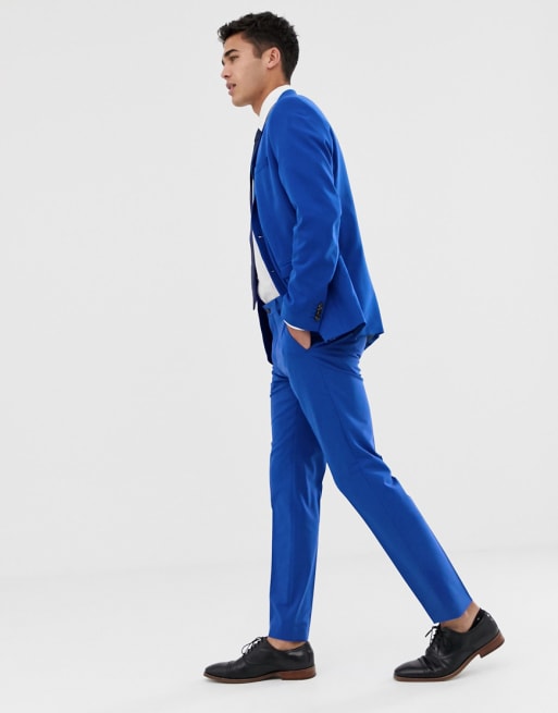 Jack & Jones – Premium – Jaskrawoniebieska marynarka garniturowa o dopasowanym kroju, ze stretchu