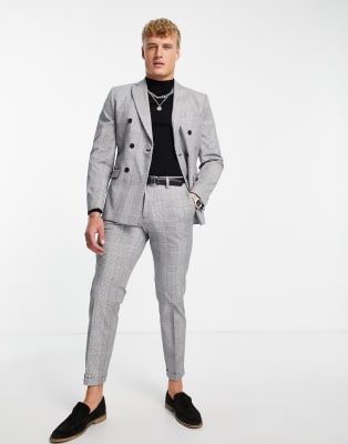 Jack & Jones Premium relaxed fit double breasted suit in heritage check ...