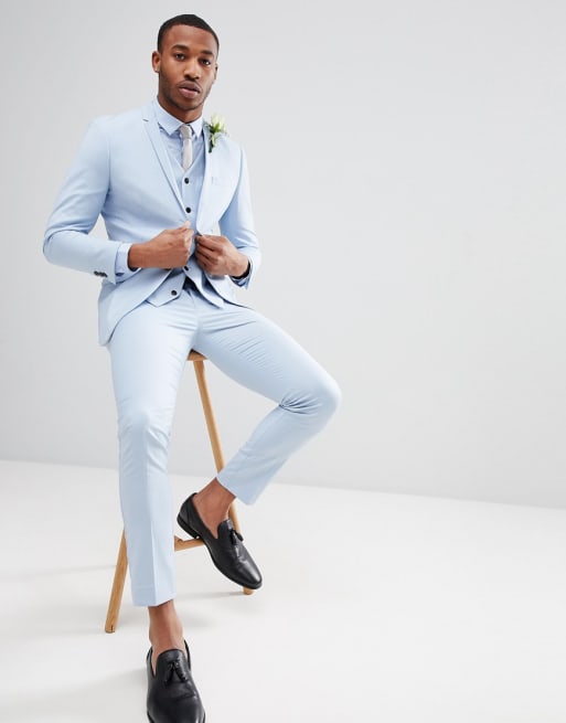 Mens dusty hot sale blue suit