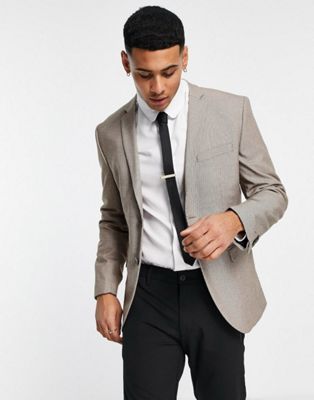 Jack & Jones Premium slim fit suit in brown houndstooth