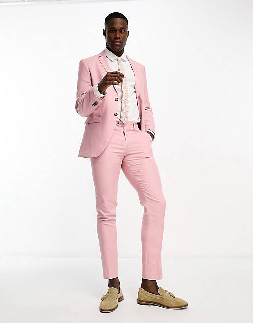 Bare overfyldt forfriskende vaccination Jack & Jones Premium - Slim-jakkesæt i støvet lyserød | ASOS