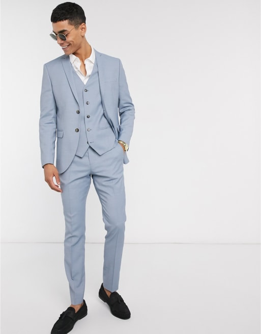 Jack Jones Premium super slim fit wool blend suit in light blue ASOS