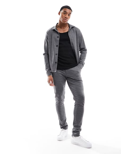 Jack & Jones Premium – Szary dopasowany garnitur z dżerseju