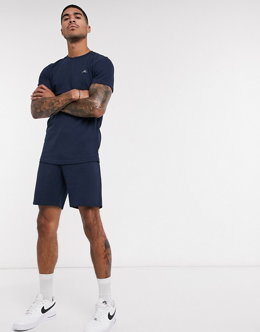 Jack & Jones Premium textured co-ord jersey shorts in navy Exclusive at ASOS