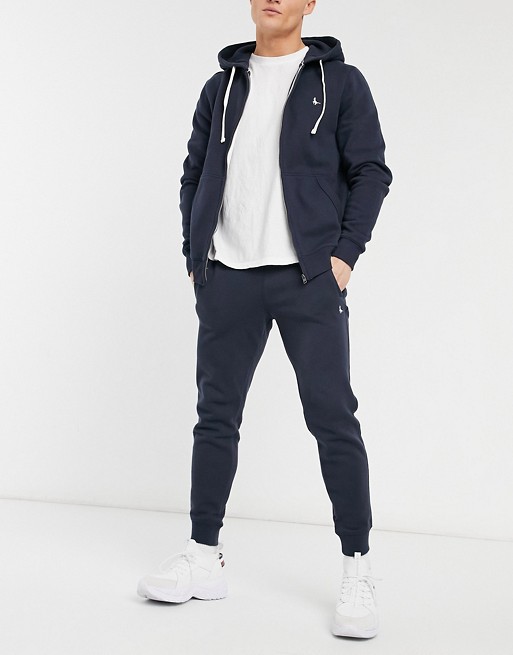 Jack Wills Haydor embroidered logo joggers in navy