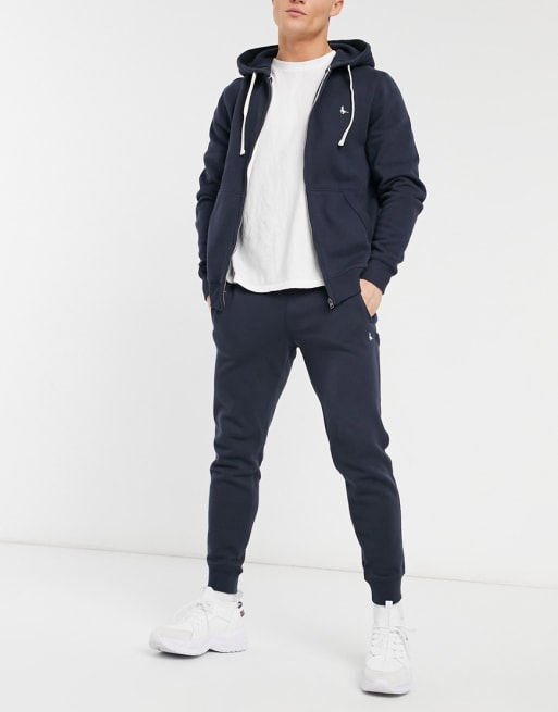 Jack Wills Haydor embroidered logo joggers in navy