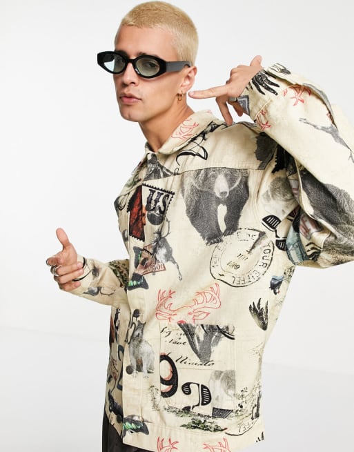 Jaded London coordinating set in beige with all-over print