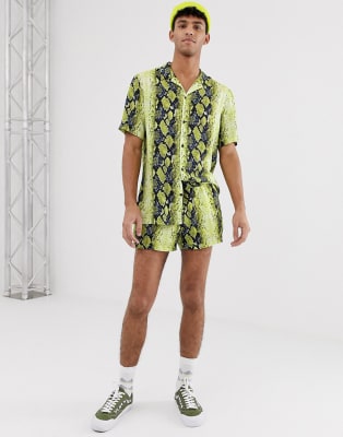 Jaded London - Festival combi-set met gele slangenprint 