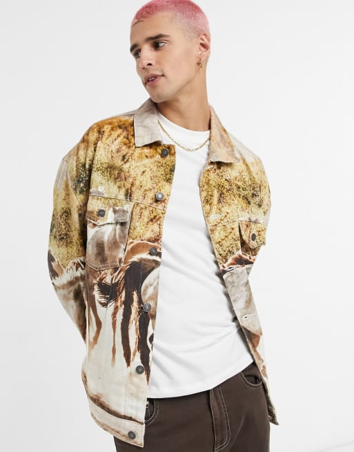 Jaded London horse scene printed denim set in brown | ASOS