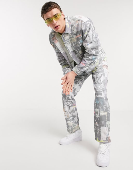 Jaded London – Mash Up – Buntes Kombiteil mit Graffiti-Design 