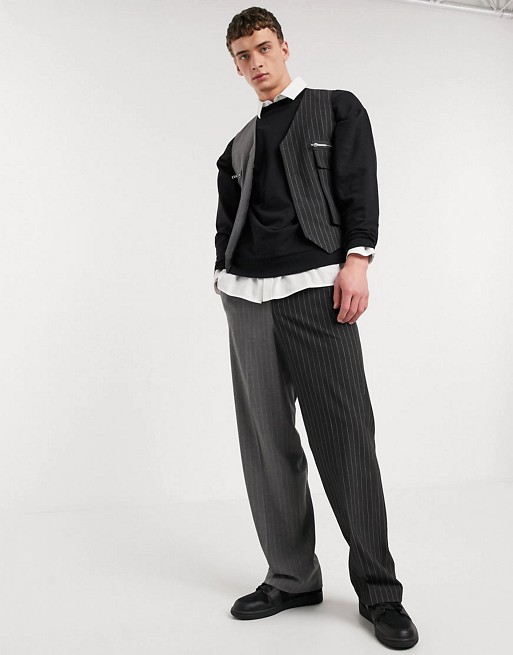 Jaded London spliced pinstripe co-ord in black and grey