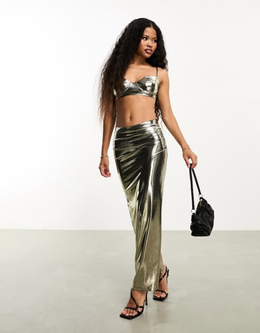 Jaded Rose Petite metallic co-ord in silver