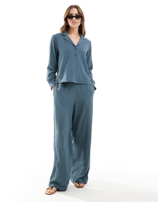 JDY - Seersucker co-ord set in donkergrijs