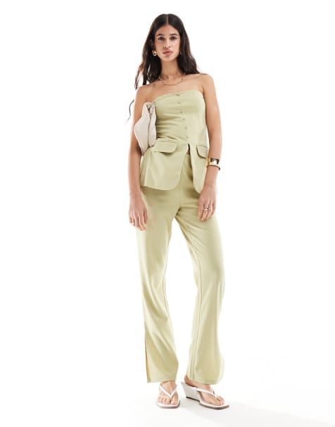 JDY tailored co-ord in sage green - view 1