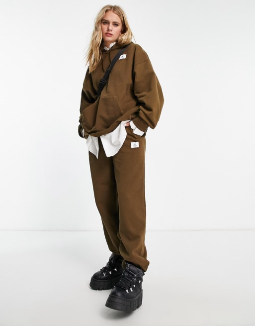 Jordan Flight Fleece Tracksuit In Light Olive Asos