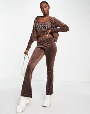 Juicy Couture classic flared joggers, cami and hoodie set in brown