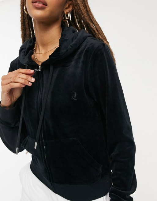 Juicy Couture co-ord super soft velour hoodie and jogger set in black