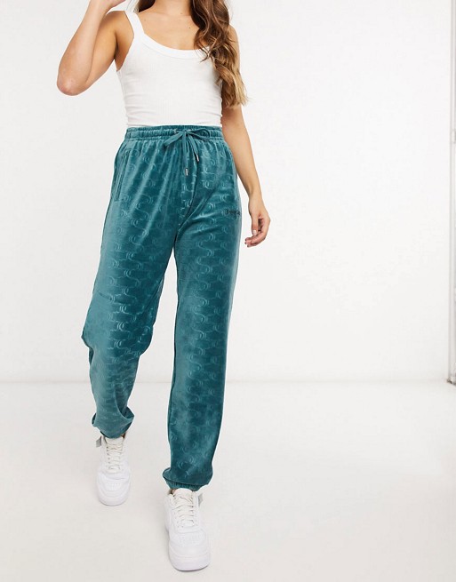 Juicy Couture co-ord velour tracksuit set with embossed logo in teal