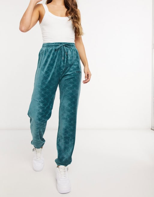 Juicy Couture co ord velour tracksuit set with embossed logo in teal ASOS