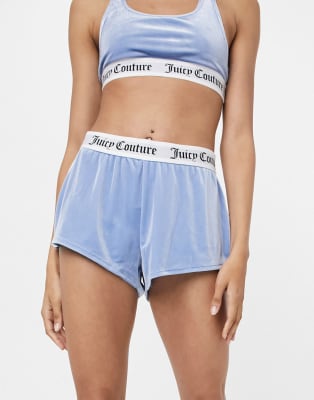 Juicy Couture co-ord velvet bralette and shorts set in black