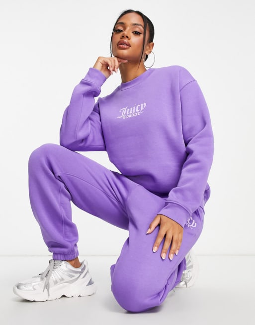 Juicy Couture graphic joggers and sweatshirt co ord in purple ASOS