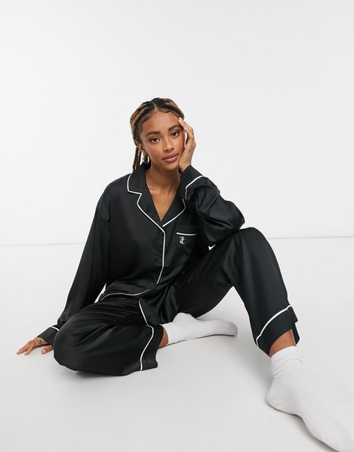 Satin PJ Set - Black medallion