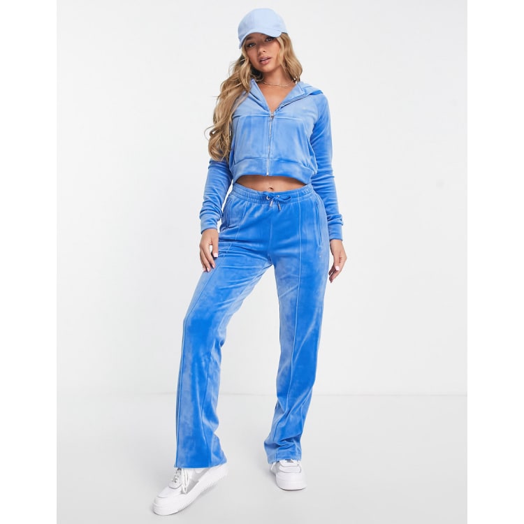 Juicy Couture straight leg joggers and zip through hoodie co-ord in blue