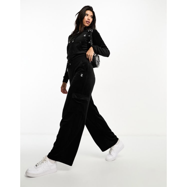 Velour wide leg joggers hot sale