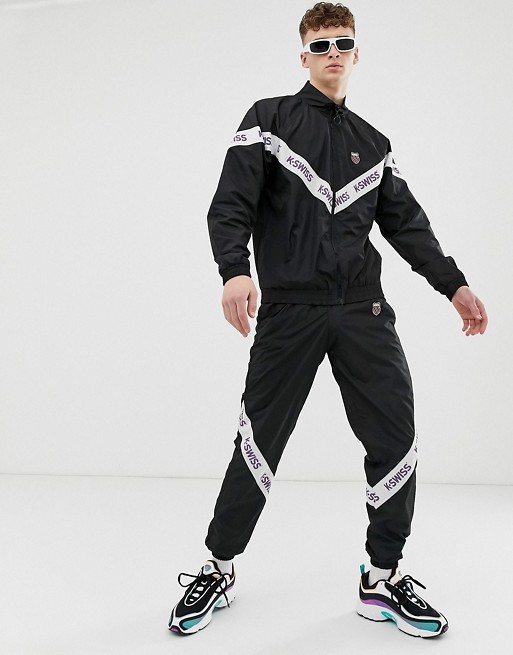 K-Swiss tracksuit with logo taping in black