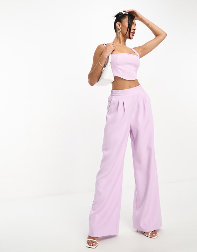 Kaiia - crop top and wide leg trouser co-ord in lilac