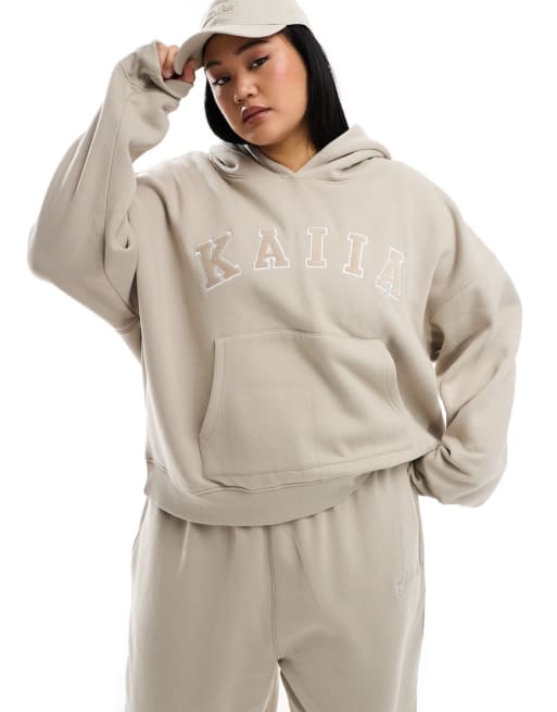 Kaiia Plus Sweat Co-ord In Stone 