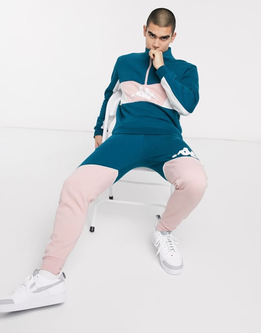 Kappa Authentic 90 sweatsuit with ASOS panels pink teal | in