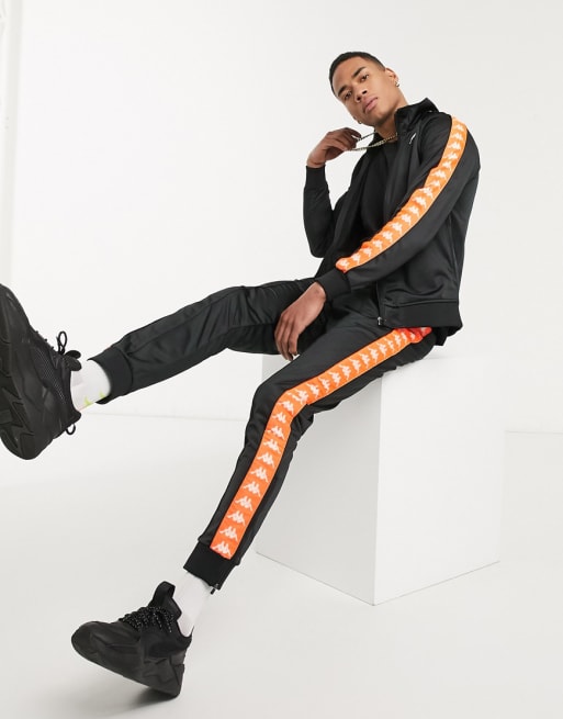 Kappa Banda tracksuit with orange in black | ASOS