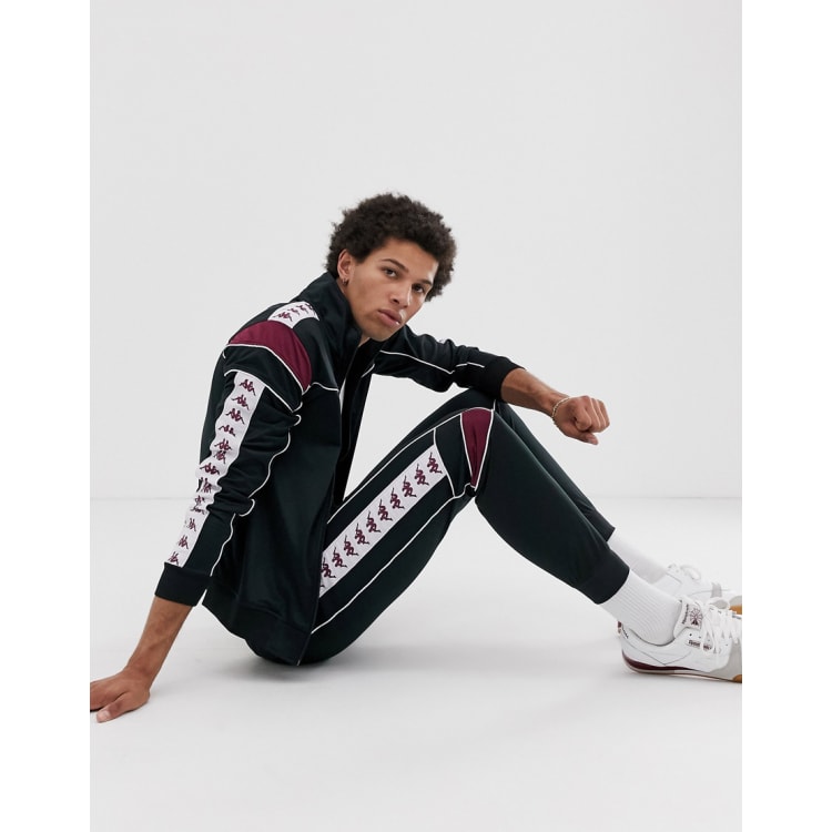 Kappa slim fit black taping tracksuit with in | multi-logo ASOS