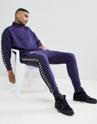 Kappa track suit with logo taping in blue ASOS