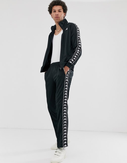 Kappa tracksuit with logo taping in black ASOS