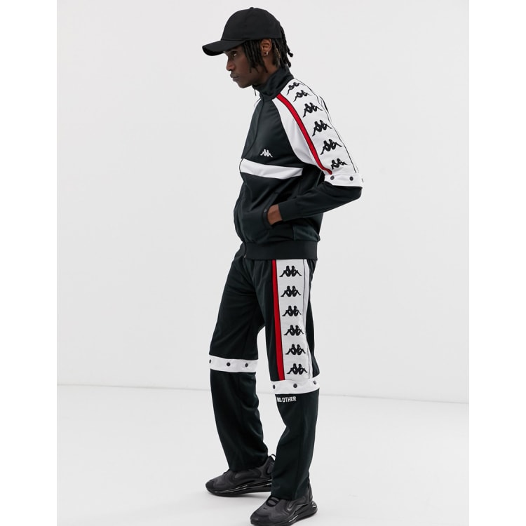 Kappa tracksuit with and logo taping in black | ASOS